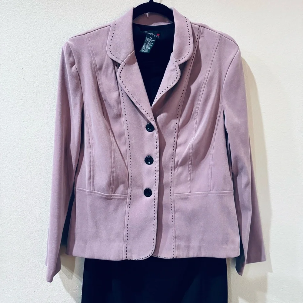 Two Piece Suit Lavender Blazer Sz 10 & Worthington Black Pencil Skirt Sz 10P - Picture 2 of 12
